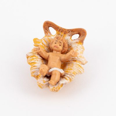 Bambino e culla n.00 per presepe cm.6,5