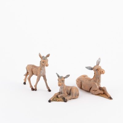 Famiglia asini per presepe cm.12