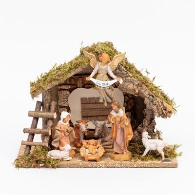 Capanna n.217/L con 8 pezzi per presepe cm.12