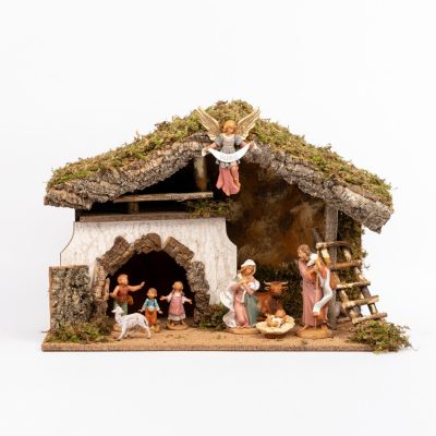 Capanna n.652/L con 10 pezzi per presepe cm.19