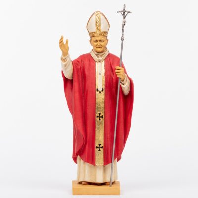 Papa Giovanni Paolo II veste rossa in resina cm.56