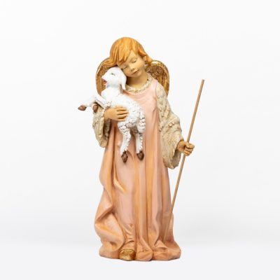 Angelo con agnello in resina per presepe cm.125