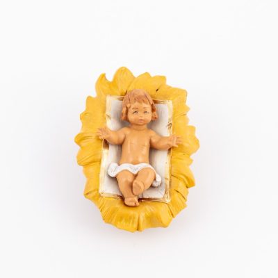Bambino e culla per presepe cm.17