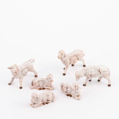6 pecore per presepe cm.9,5, 10 e 11