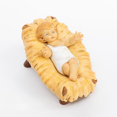 Bambino e culla in resina per presepe cm.85