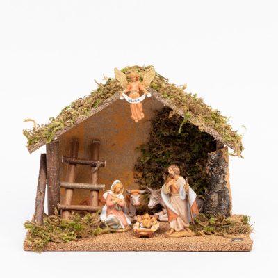 Capanna n.224/L con 6 pezzi per presepe cm.9,5