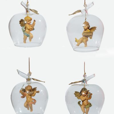 Assortimento 4 ornamenti in vetro soffiato da appendere (V6) cm.11