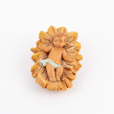 Bambino e culla per presepe cm.15