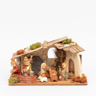 Capanna n.531/L con 9 pezzi per presepe "Baby" cm.10