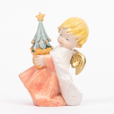 Angelo con albero di Natale (142) tipo porcellana cm.10,5