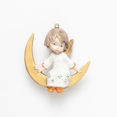 Angelo seduto sulla luna (388) tipo porcellana cm.12