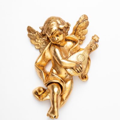 Angelo con mandolino (666) oro foglia cm.36