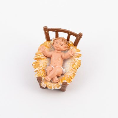 Bambino e culla per presepe colori tradizionali cm.10