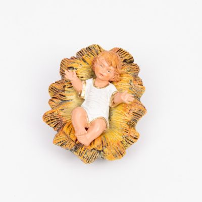 Bambino e culla per presepe colori tradizionali cm.19