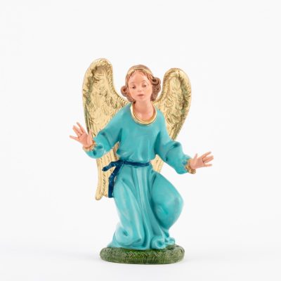 Angelo in ginocchio per presepe colori tradizionali cm.19