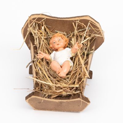 Bambino e culla per presepe colori tradizionali cm.30