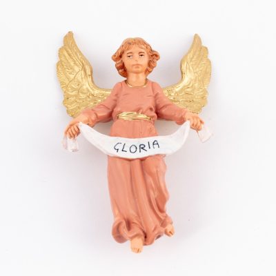 Angelo Gloria rosa per presepe colori tradizionali cm.10