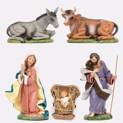 Natività 5 pezzi per presepe colori tradizionali cm.30