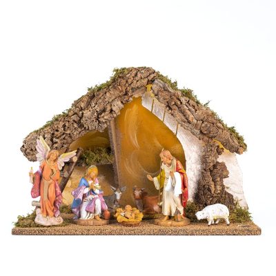 Capanna n.659B/L con 7 pezzi con led per presepe cm.15