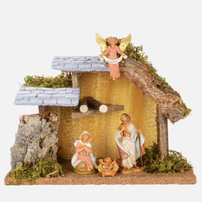 Capanna n.247/L con 4 pezzi per presepe cm.12