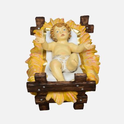 Bambino e culla in resina (19) per presepe cm.180