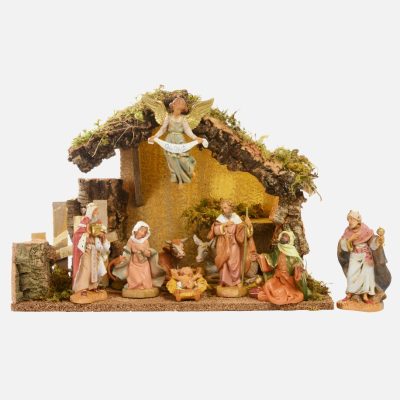 Capanna n.246/L con 9 pezzi per presepe cm.12