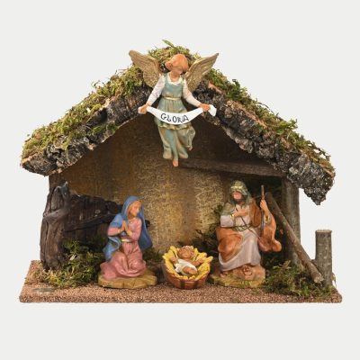 Capanna n.249/L con 4 pezzi per presepe cm.12